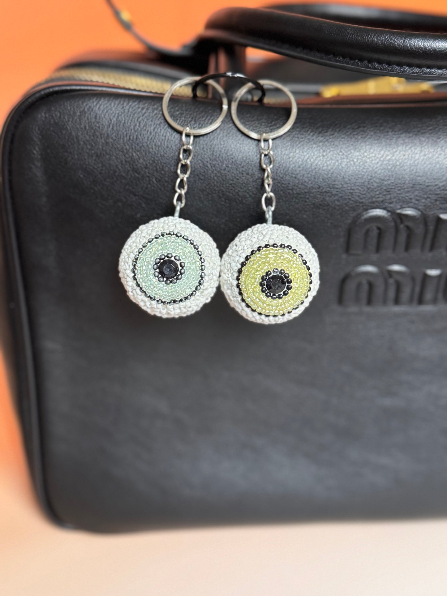 Green - Eyeball Beaded Bag Charm