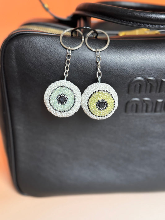 Green - Eyeball Beaded Bag Charm