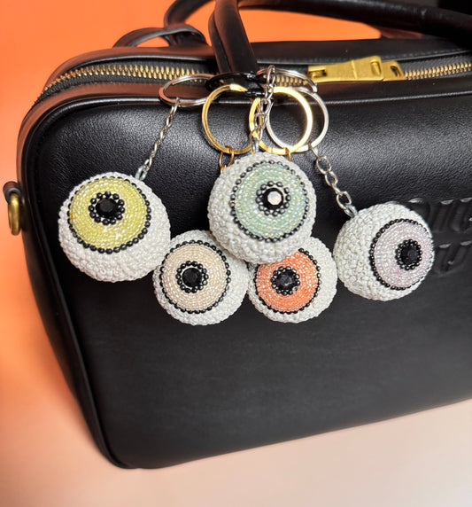 Nude- Eyeball Beaded Bag Charm