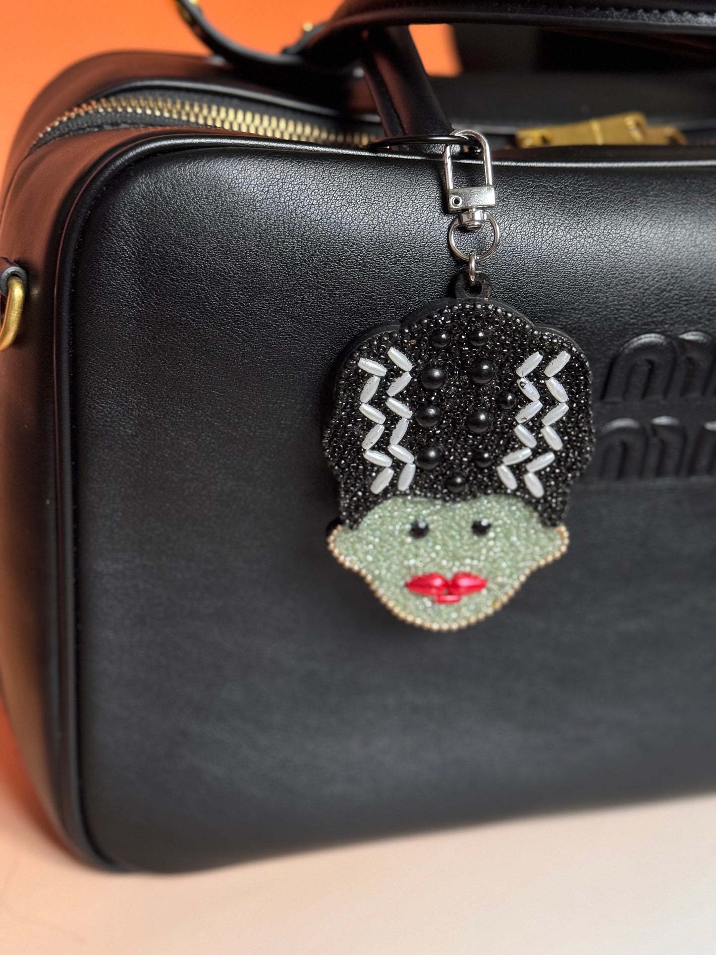 Frankenstein Bride Beaded Bag Charm
