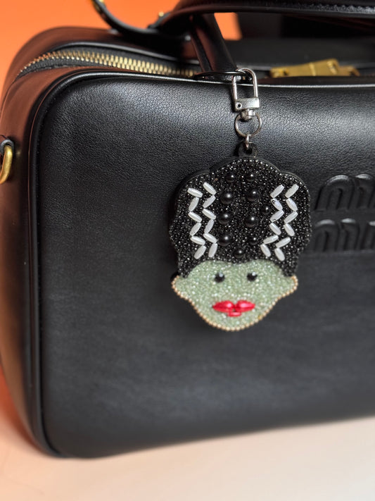 Frankenstein Bride Beaded Bag Charm