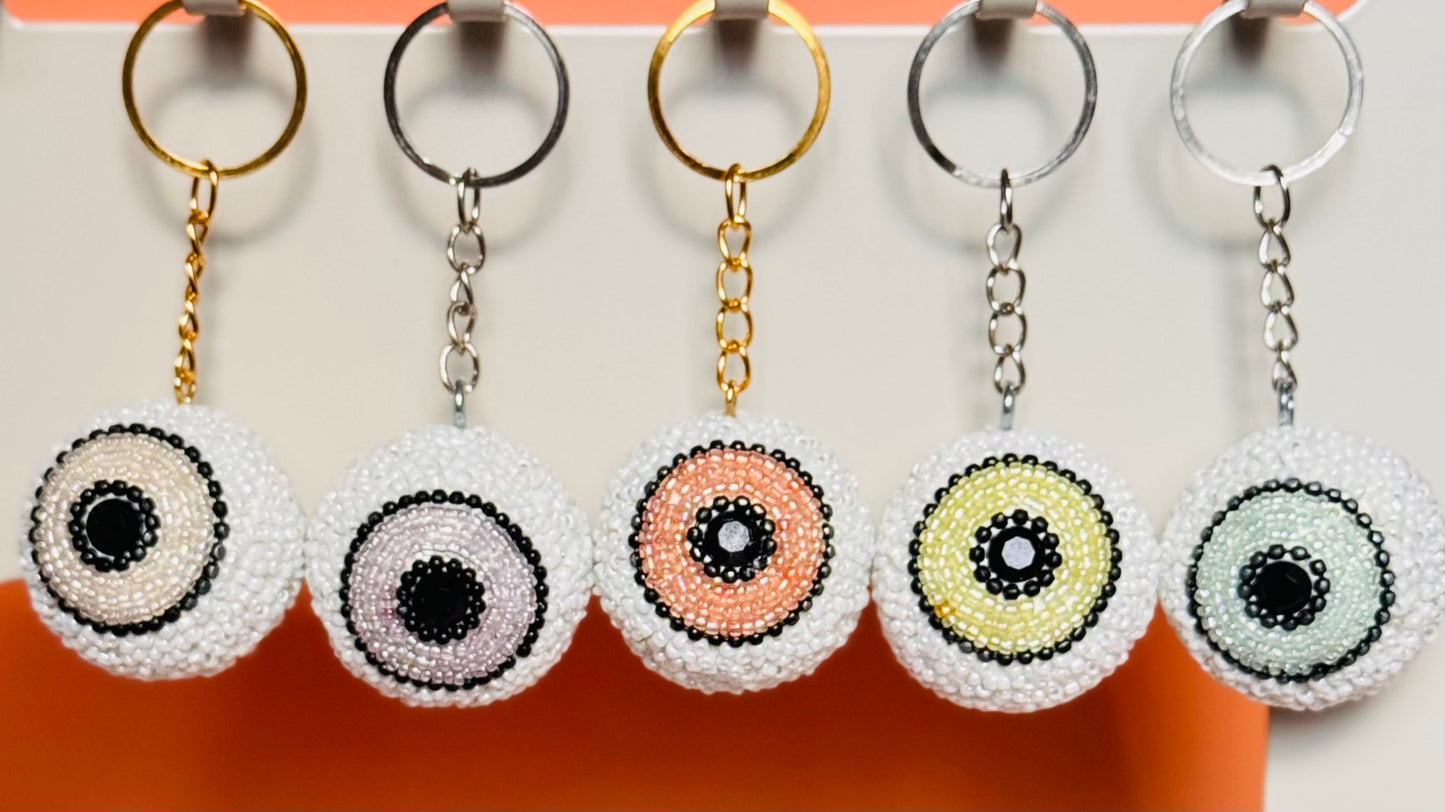 Green - Eyeball Beaded Bag Charm