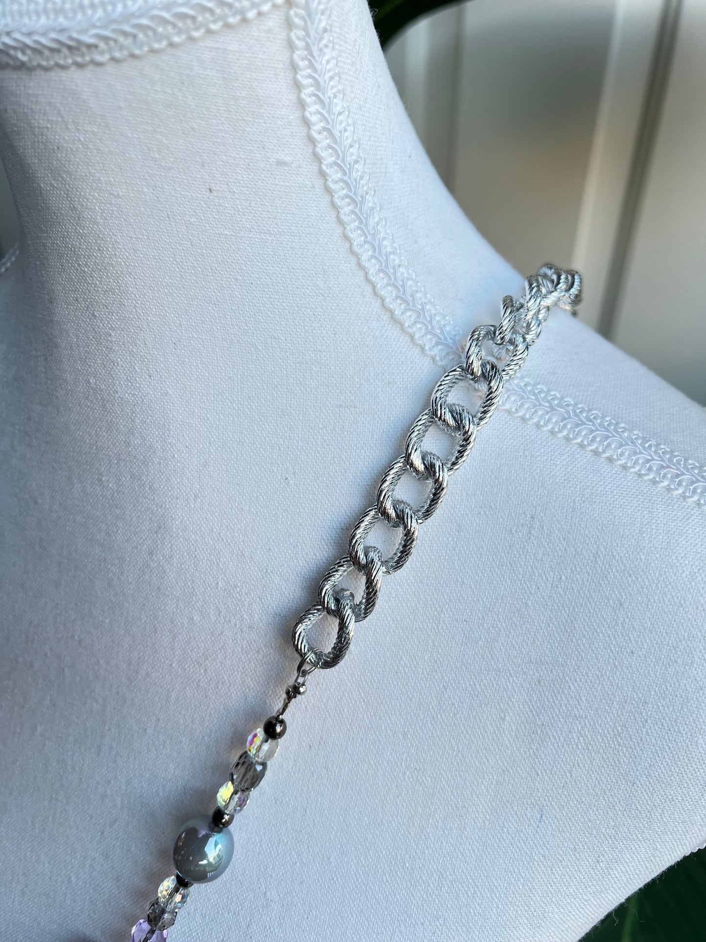 Blue & Silver Beaded Phone Charm Strap Handmade Luxury Tech Accessory