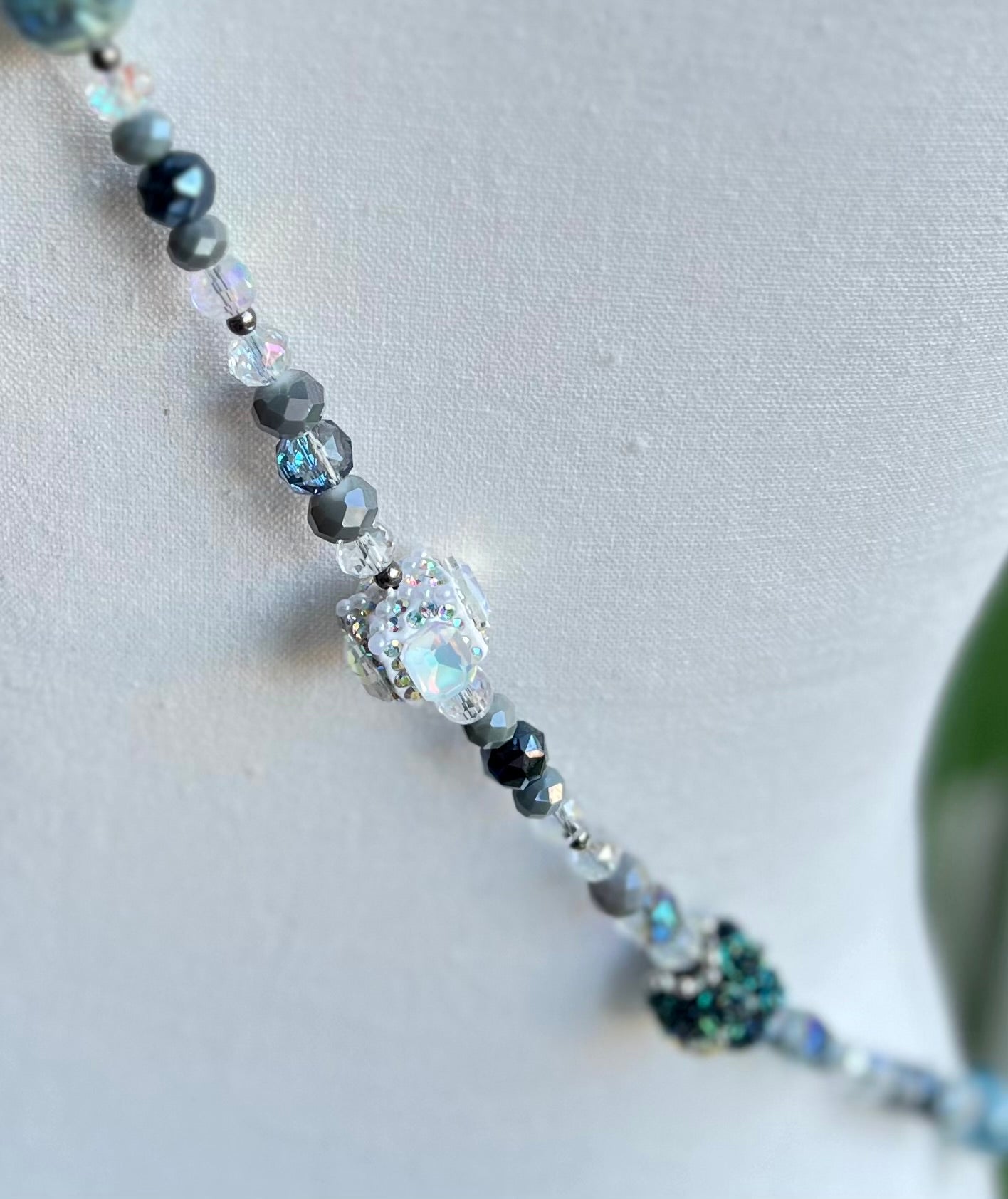 Blue & Silver Beaded Phone Charm Strap Handmade Luxury Tech Accessory