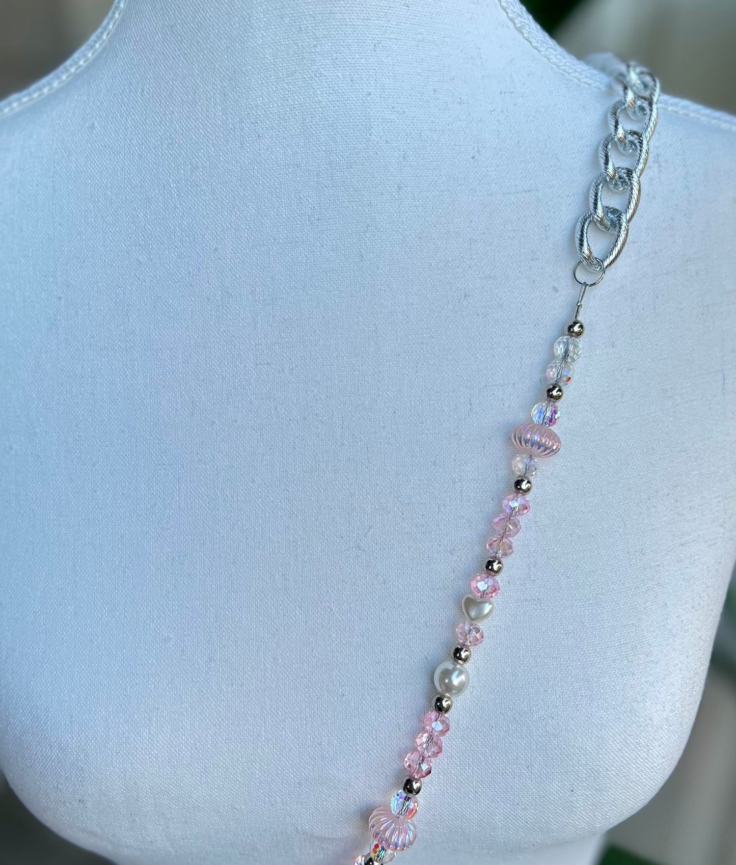 Pink Crystal & Pearl Beaded Phone Strap Soft Glam Charm Accessory Handmade