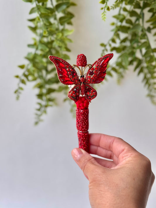 Scarlet Butterfly Crystal Pen