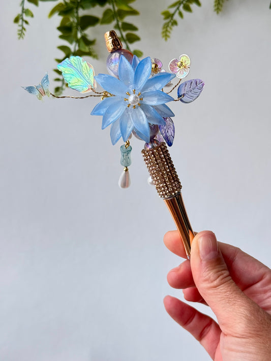 Enchanted Blue Blossom Crystal Pen