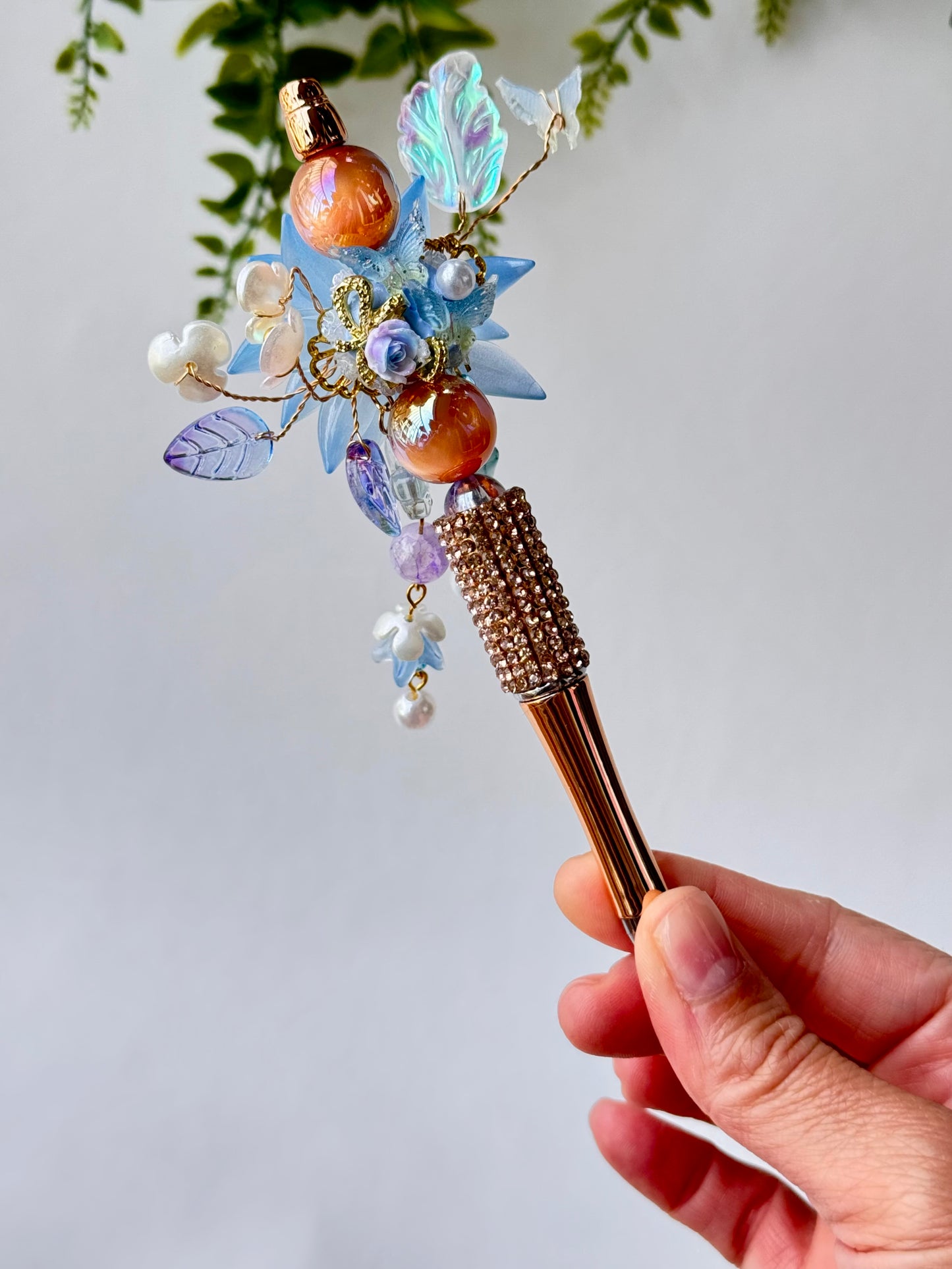 Enchanted Blue Blossom Crystal Pen