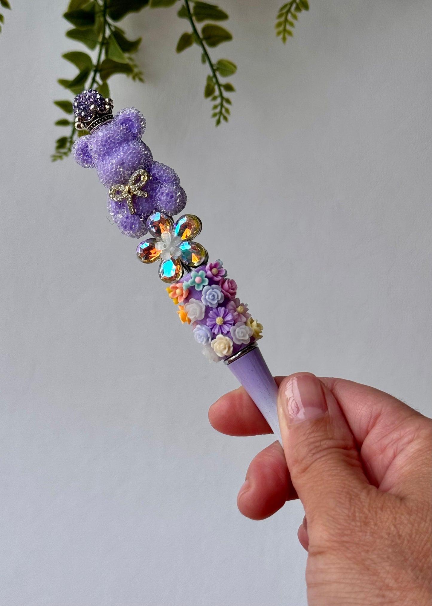 Purple Bear & Rainbow Flower Rhinestone Pen – Fun Bling Pen for Kids, Cute Stationery Lovers & Gifts