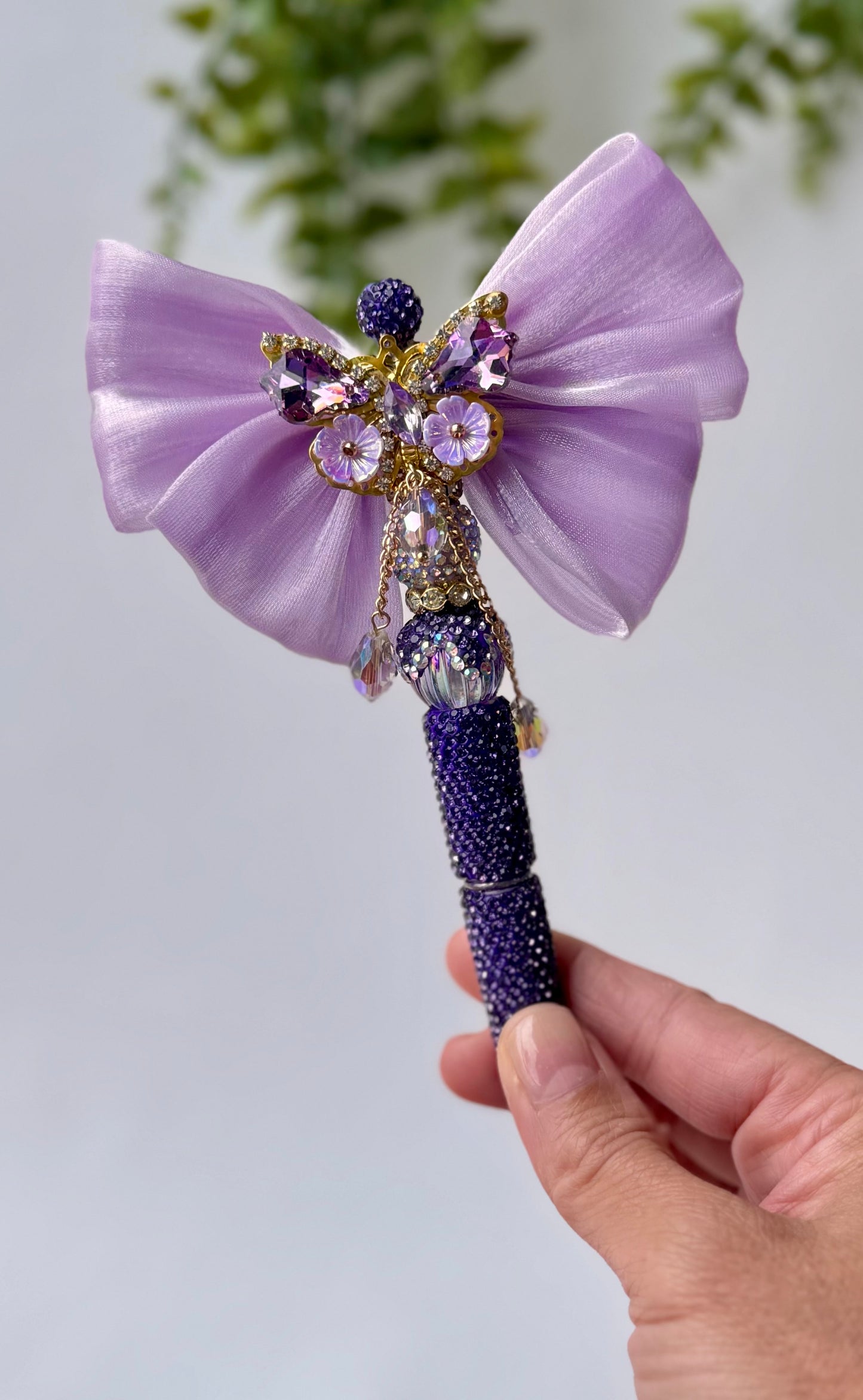 Purple Butterfly Rhinestone Bling Pen – Sparkly Crystal Pen with Bow for Women & Journaling