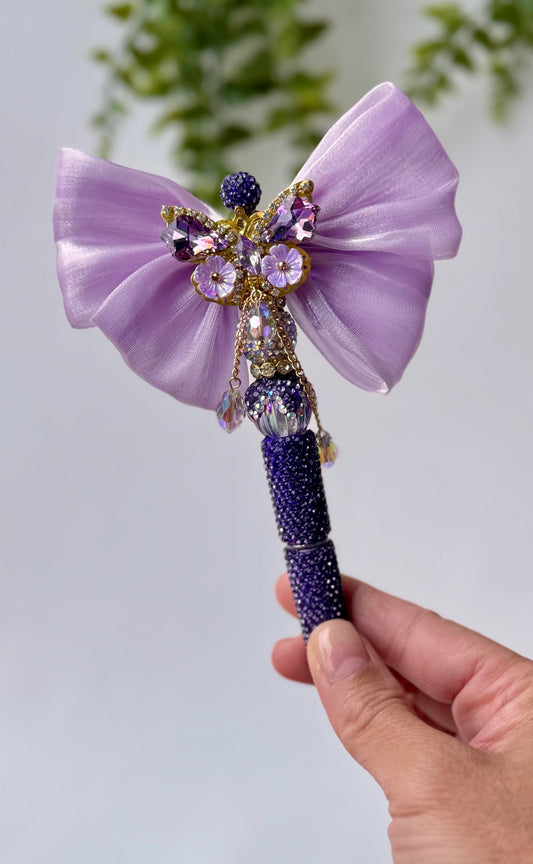 Purple Butterfly Rhinestone Bling Pen – Sparkly Crystal Pen with Bow for Women & Journaling