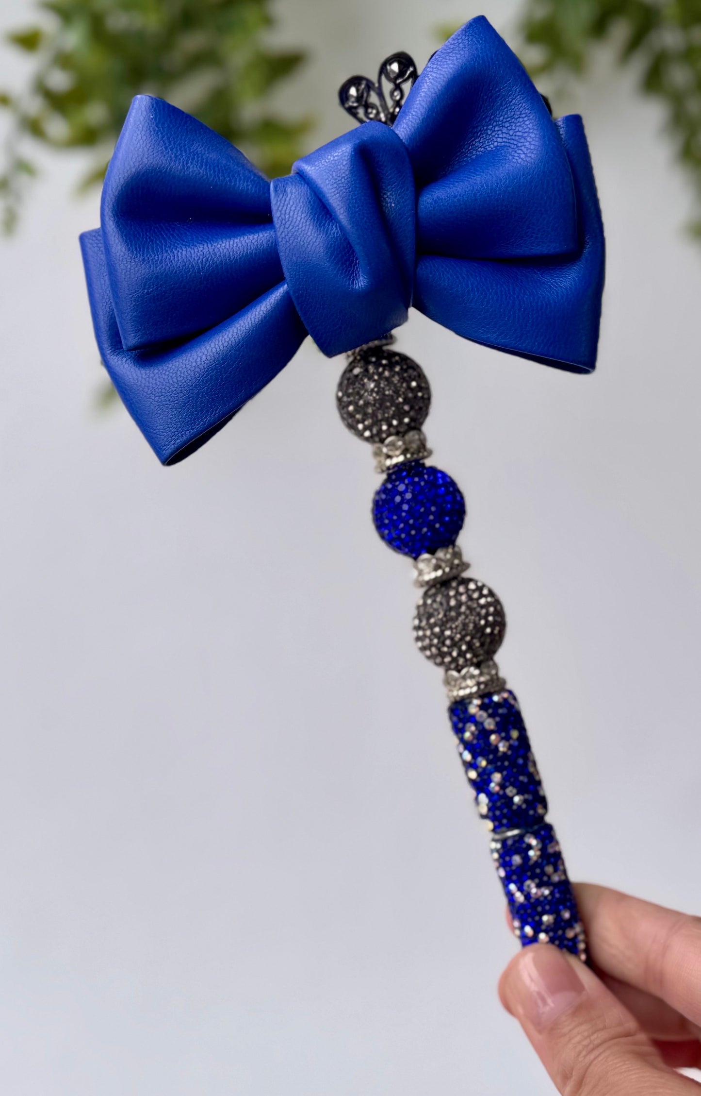 Royal Blue Peacock Rhinestone Bling Pen - Luxury Crystal Pen with Bow for Gifts & Office