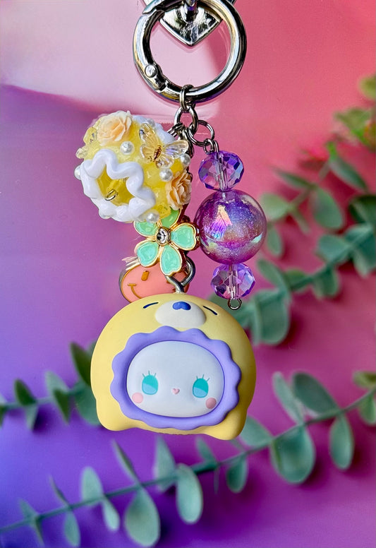 Emma Bean Round Seal Bag Charm / Keychain