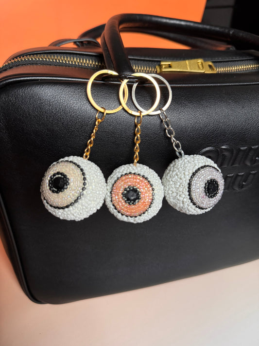 Orange - Eyeball Beaded Bag Charm